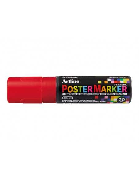 Rotulador artline poster marker epp-20 punta rectangular 20 mm color rojo