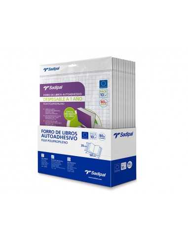 Forralibro adhesivo para libros sadipal desplegable 1 año 80 mc 50x35 cm pack de 10 unidades
