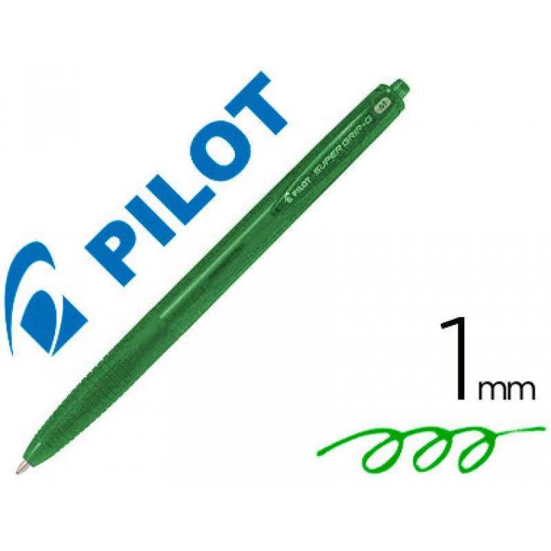 Boligrafo pilot super grip g verde retractil sujecion de caucho tinta base de aceite