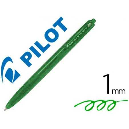 Boligrafo pilot super grip g verde retractil sujecion de caucho tinta base de aceite