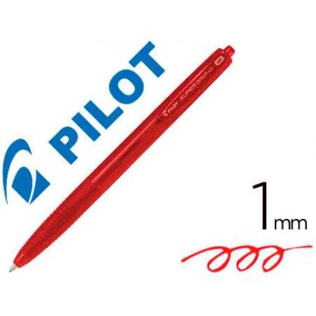 Boligrafo pilot super grip g rojo retractil sujecion de caucho tinta base de aceite