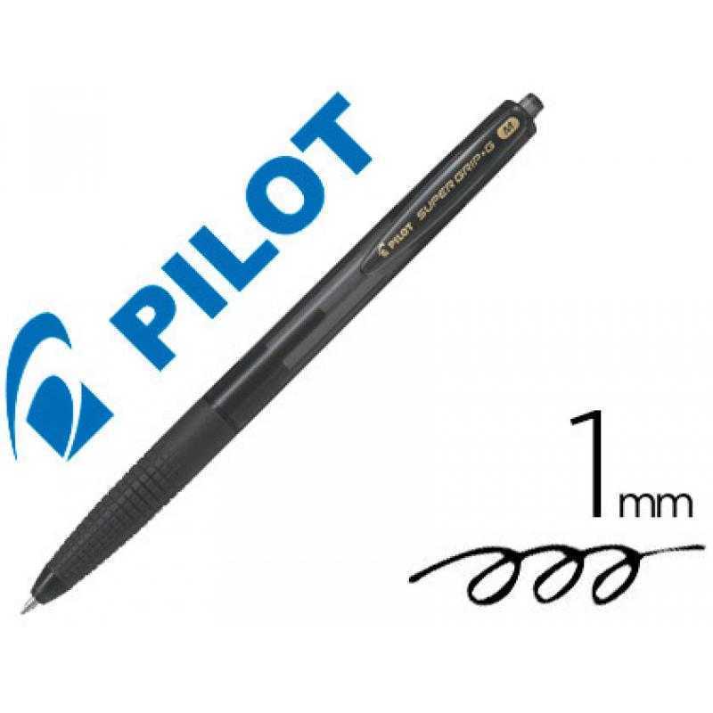 Boligrafo pilot super grip g negro retractil sujecion de caucho tinta base de aceite