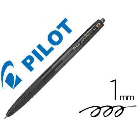 Boligrafo pilot super grip g negro retractil sujecion de caucho tinta base de aceite