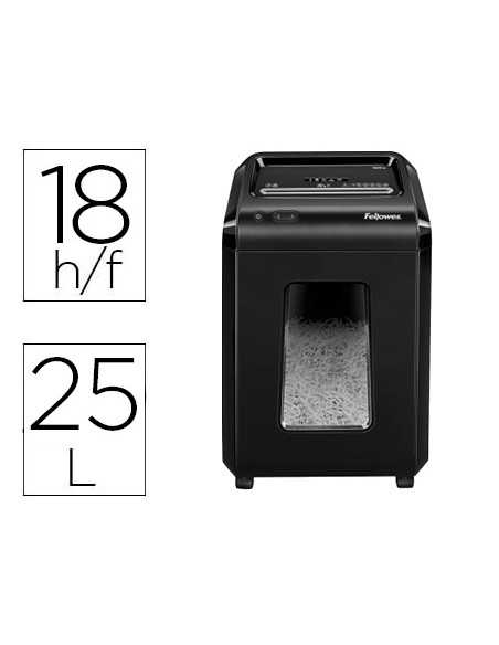 Destructora de documentos fellowes 92cs capacidad 18 hojas seguridad p4 papelera 25 l destruye grapas clips cd