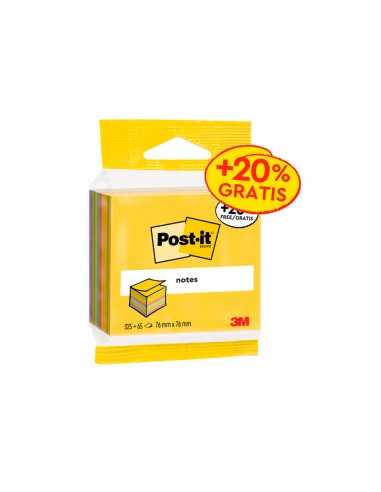 Bloc de notas adhesivas quita y pon post-it cubo 76x76 mm expositor suelo de 96 unidades surtidas 400x400x900 mm