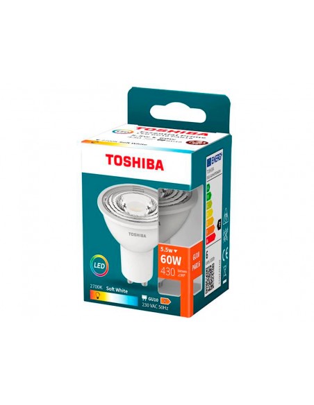 Foco led toshiba essential gu10 5.5w luz calida 2700k