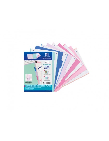 Separadores de plastico oxford polipropileno 500 mc colores pastel juego de 5 separadores