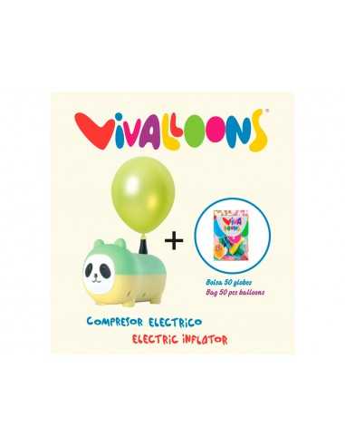 Compresor electrico panda 450w + bolsa de 50 globos 100% latex biodegradable colores surtidos regalo