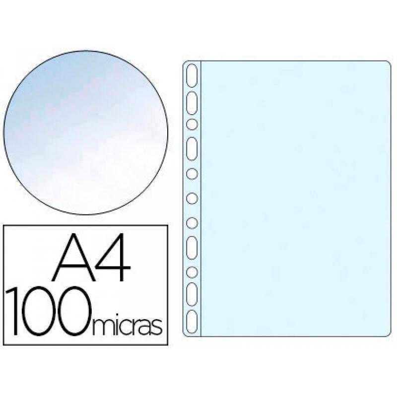 Funda multitaladro q-connect din a4 100 mc cristal bolsa de 10 unidades