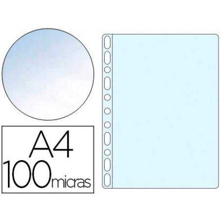 Funda multitaladro q-connect din a4 100 mc cristal bolsa de 10 unidades