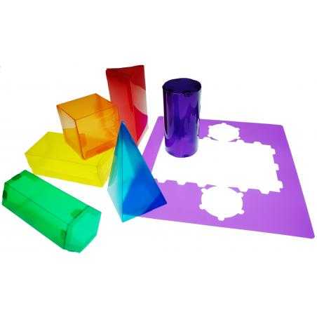 Juego plantillas 3d henbea plastico flexible formas geometricas colores translucidos 35x35 cm set con