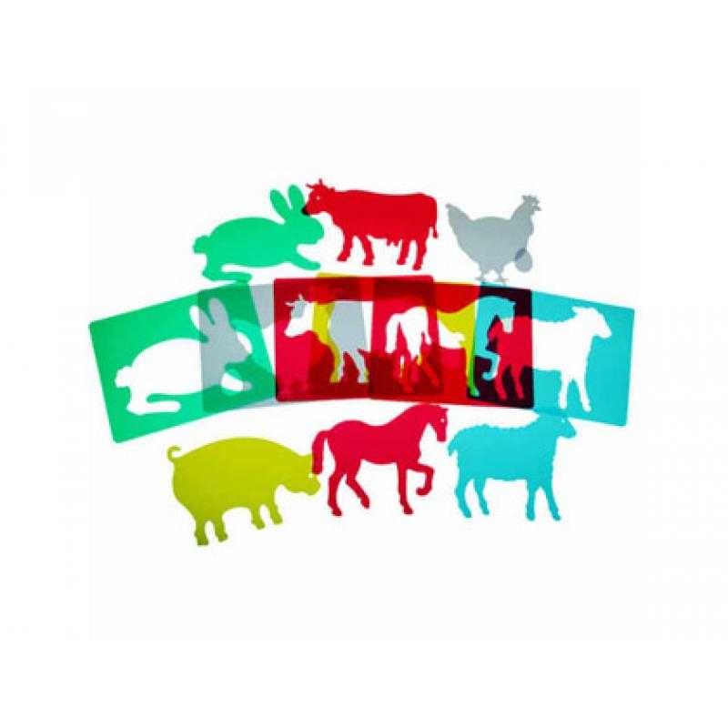 Juego plantillas flexibles henbea animales de granja medidas 15x21 cm set 6 unidades