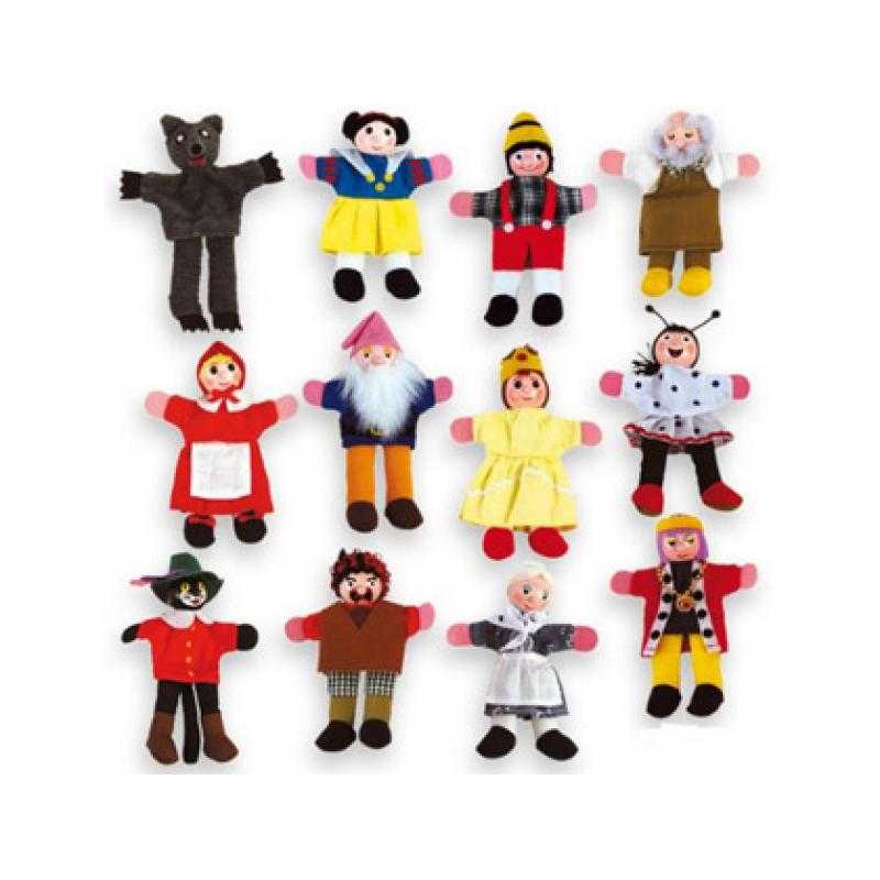 Juego andreutoys marioneta de dedos personajes cuentos infantiles surtidos 30cm caja de 12 unidades