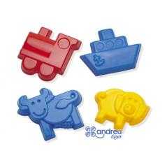 Juego dantoy moldes arena 4 modelos 12 cm caja de 32 unidades surtidas
