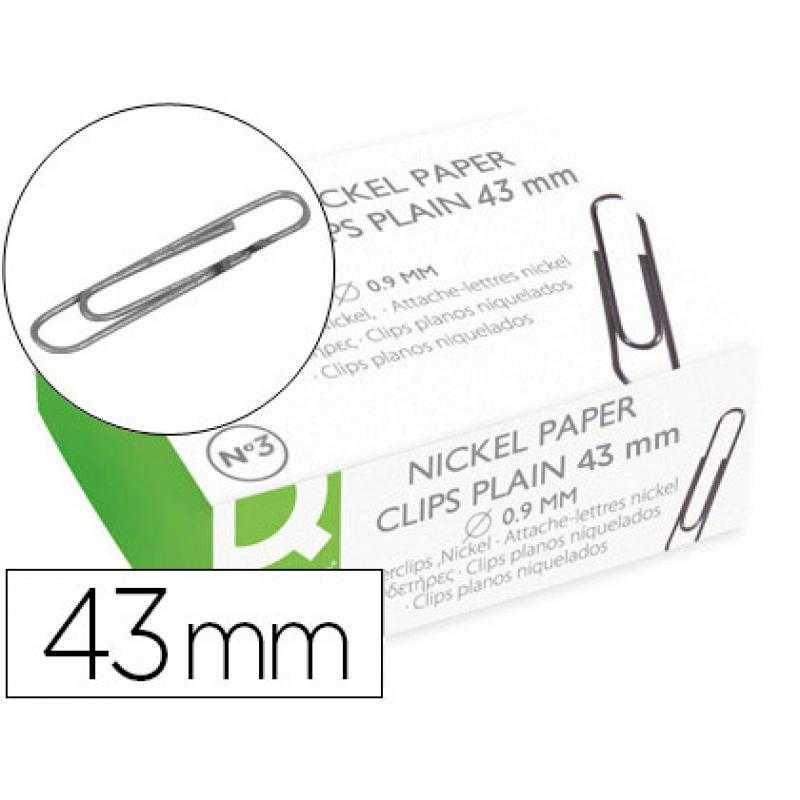 Clips niquelados q-connect nº3 43 mm caja de 100