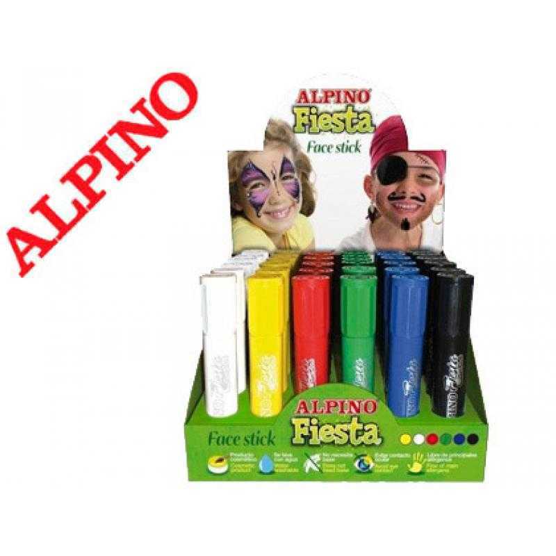 Barra maquillaje alpino fiesta face stick expositor de 36 unidades colores surtidos