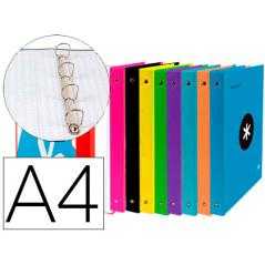 Carpeta 4 anillas 40 mm mixtas antartik a4 forrada colores surtidos