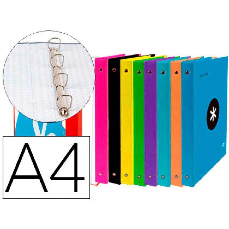 Carpeta 4 anillas 40 mm mixtas antartik a4 forrada colores surtidos