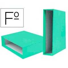 Caja archivador liderpapel de palanca carton folio documenta lomo 75 mm verde claro