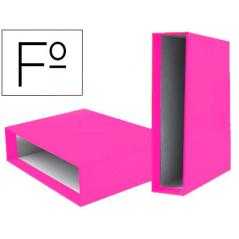 Caja archivador liderpapel de palanca carton folio documenta lomo 75 mm rosa