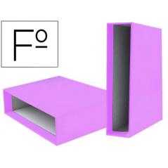 Caja archivador liderpapel de palanca carton folio documenta lomo 75 mm lila