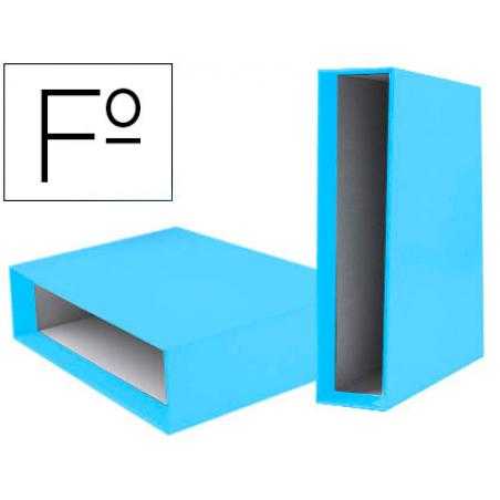 Caja archivador liderpapel de palanca carton folio documenta lomo 75mm celeste
