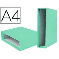 Caja archivador liderpapel de palanca carton din a4 documenta lomo 75 mm verde claro