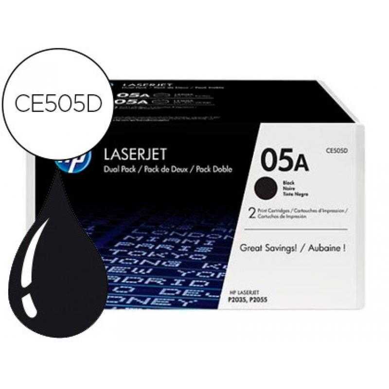 Toner hp 05a laserjet p2033 / 2035 / 2036 / 2037 / 2054 / 2055 / 2056 / 2057 negro pack de 2 unidades 2.300 pag