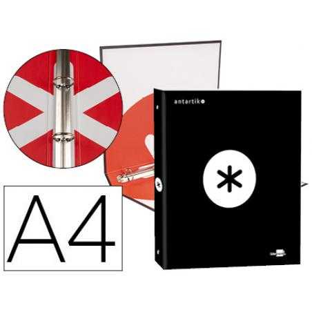 Carpeta antartik a4 forrada 4 anillas 25 mm redondas color negro