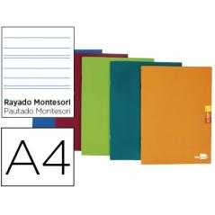 Libreta liderpapel scriptus a4 48 hojas 90g/m2 rayado montessori 5mm con margen colores surtidos