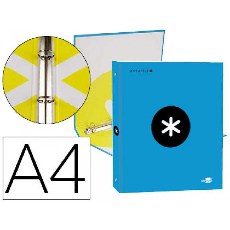 Carpeta antartik a4 forrada 4 anillas 25 mm redondas color azul