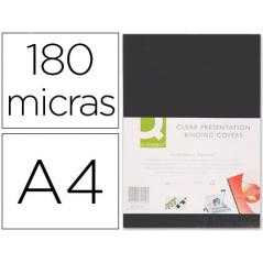 Tapa de encuadernacion q-connect pvc din a4 opaca negra 180 micras caja de 100 unidades