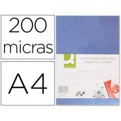 Tapa de encuadernacion q-connect pvc din a4 incolora 200 mc paquete de 100 unidades