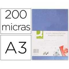 Tapa de encuadernacion q-connect pvc din a3 incolora 200 mc caja de 100 unidades