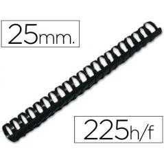 Canutillo q-connect redondo 25 mm plastico negro capacidad 225 hojas caja de 50 unidades