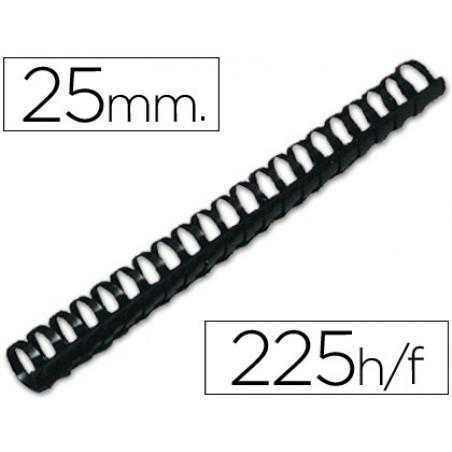 Canutillo q-connect redondo 25 mm plastico negro capacidad 225 hojas caja de 50 unidades