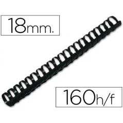 Canutillo q-connect redondo 18 mm plastico negro capacidad 160 hojas caja de 50 unidades