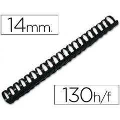 Canutillo q-connect redondo 14 mm plastico negro capacidad 130 hojas caja de 100 unidades