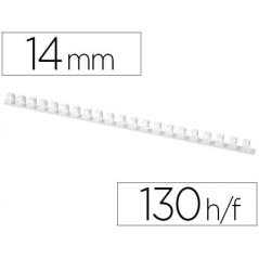 Canutillo q-connect redondo 14 mm plastico blanco capacidad 130 hojas caja de 100 unidades