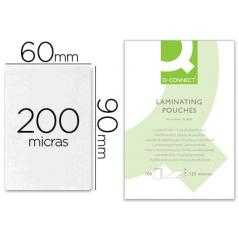 Bolsa de plastificar q-connect 90 x 60 mm 200 mc carnet de nif caja de 100 unidades