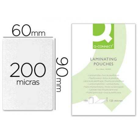 Bolsa de plastificar q-connect 90 x 60 mm 200 mc carnet de nif caja de 100 unidades
