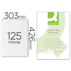 Bolsa de plastificar q-connect 303 x 426 mm 125 mc din a3 caja de 100 unidades