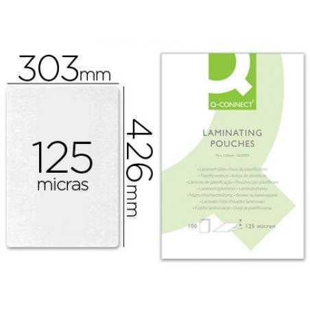 Bolsa de plastificar q-connect 303 x 426 mm 125 mc din a3 caja de 100 unidades