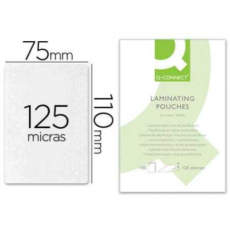 Bolsa de plastificar q-connect 110 x 75 mm 125 mc carnet de identidad caja de 100 unidades