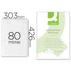 Bolsa de plastificar q-connect 303 x 426 mm 80 mc din a3 mate caja de 100 unidades