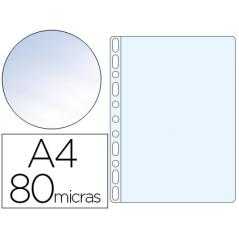 Funda multitaladro q-connect din a4 80 mc cristal bolsa de 100 unidades