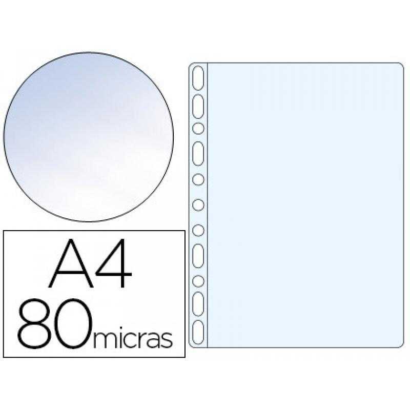 Funda multitaladro q-connect din a4 80 mc cristal bolsa de 100 unidades