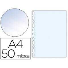 Funda multitaladro q-connect din a4 50 mc cristal caja de 100 unidades