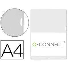 Carpeta dossier uñero plastico q-connect din a4 120 micras transparente caja de 100 unidades
