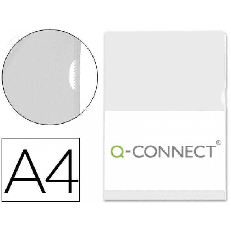 Carpeta dossier uñero plastico q-connect din a4 120 micras transparente caja de 100 unidades